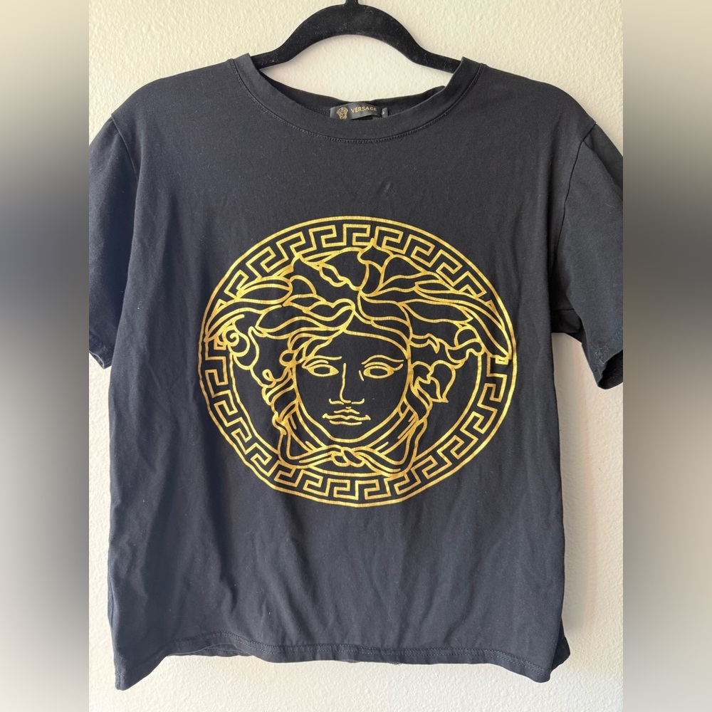 Versace Black Tee with Gold Detailing